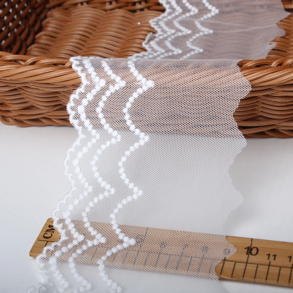 

White Cotton Thread + Embroidered Mesh Lace Garment Lace Ribbon Fabric Trims Trimmings DIY Handmade Sewing Accessories
