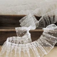 6cm wide tulle polka dot mesh 3d pleated lace fabric frilled embroidery collar neckline ruffle trim cloth skirts hemlines decor