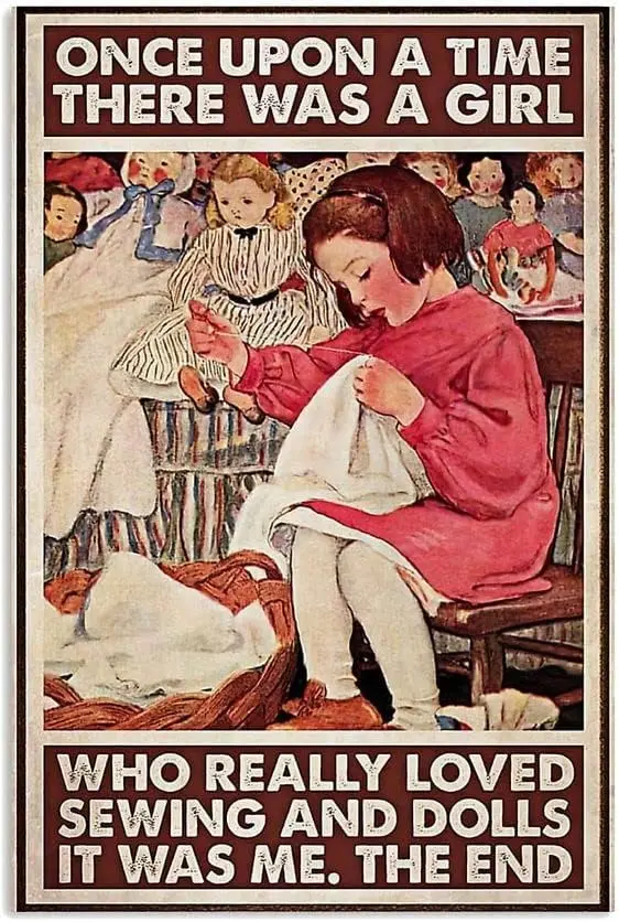 Металлические куклы Sgn A Grl Who Really Loved Ретро Металл Tn Vntage Sewng Room Wall Art Craft Декор