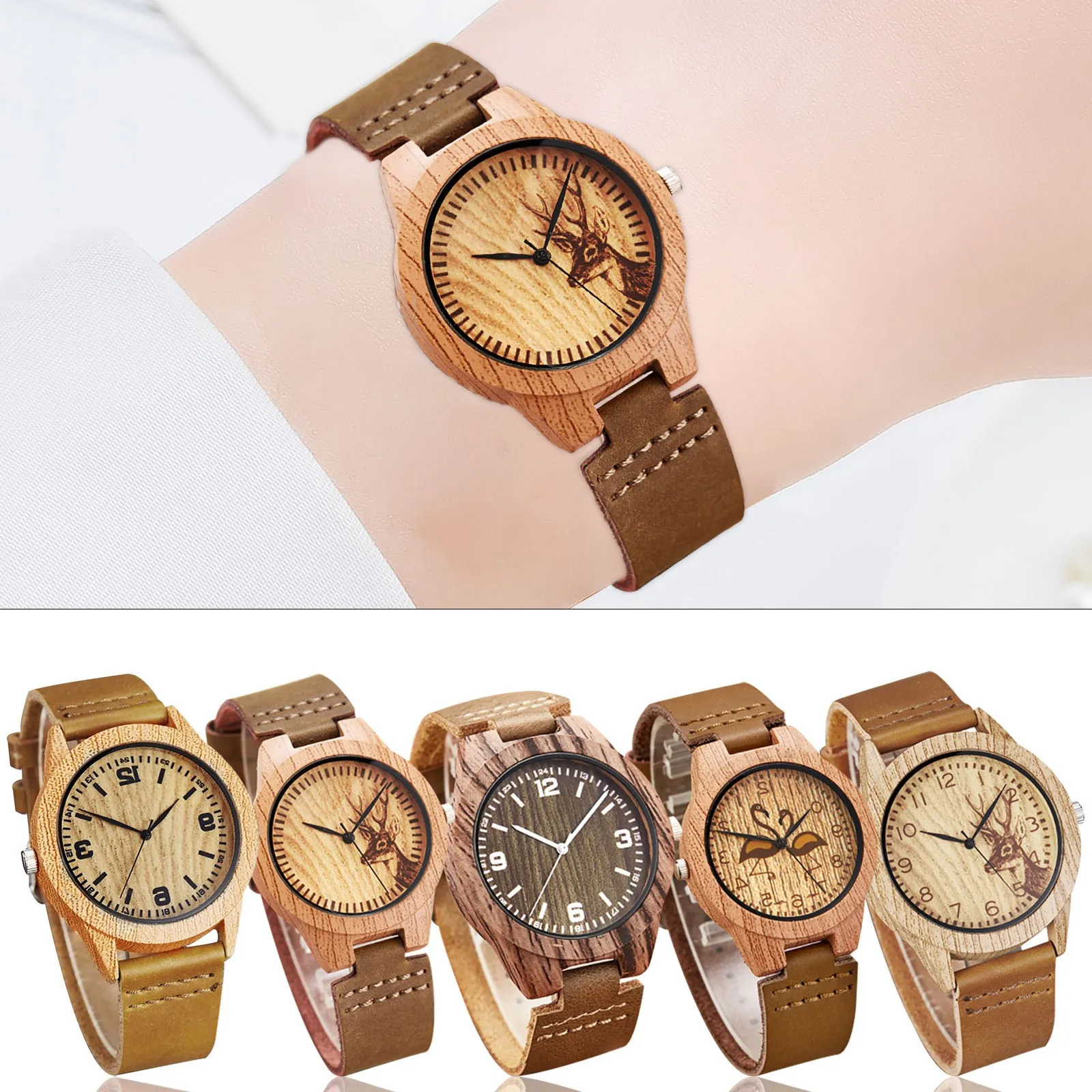 

Ladies Watches Watch Bands Metal Leather Watchband Temperament Dial Wooden Watch Personality Ladies Watches Watch Bands Metal