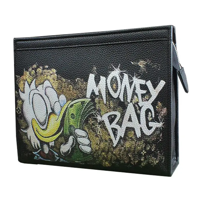 Disney Money Bag Donald Duck Handbag Clutch Bag Men and Women Soft Leather Real Personality Clip Bag 2023 New