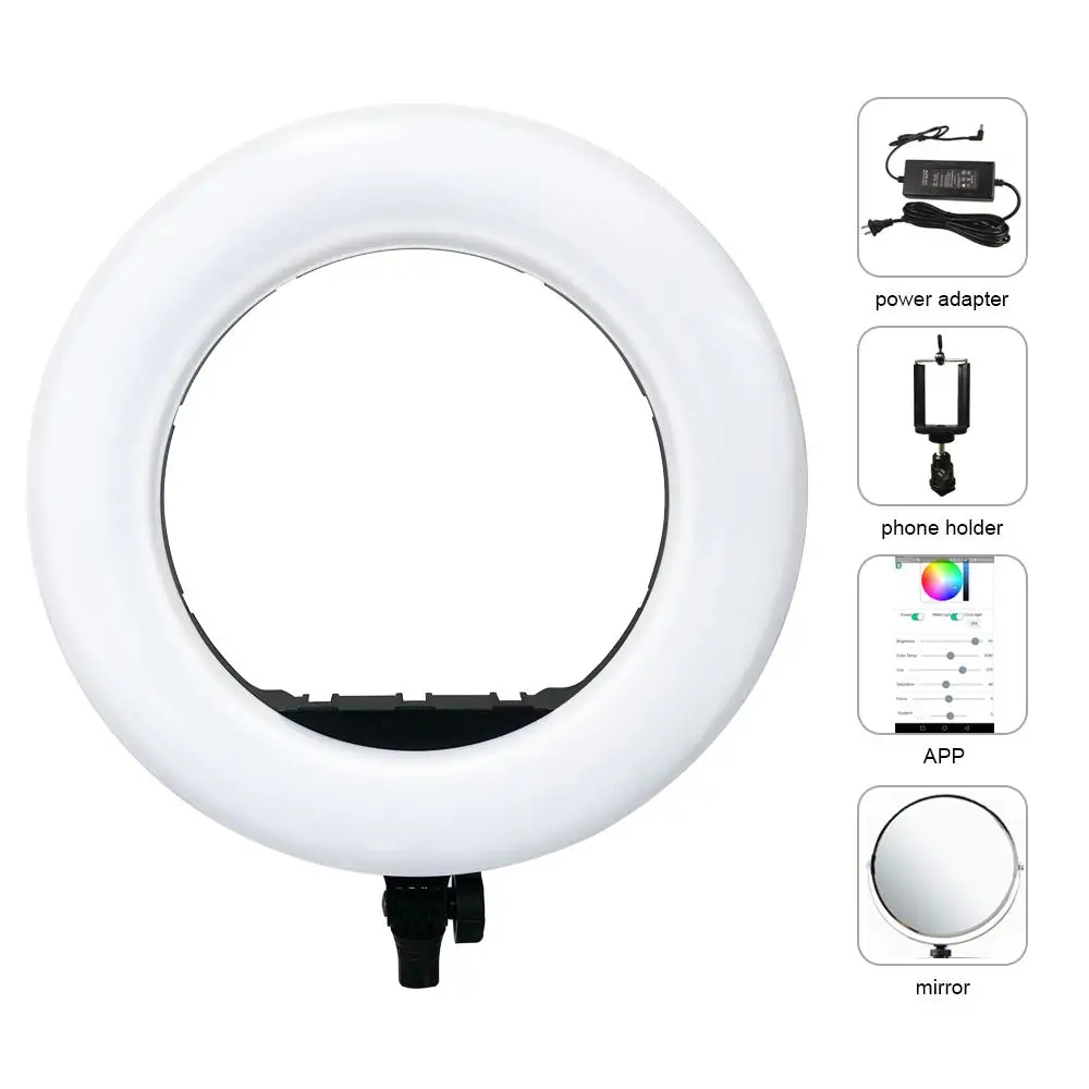 

Yidoblo AX-480DII Bluetooth APP Control Bio-color Ring Lamp 2800K-9900K Soft Light Lamp 18\" 240 Pcs LED Ring Light LED Lamp