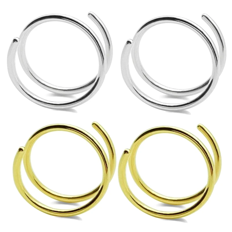 

4x Spiral Nose Ring Double Hoop Nose Ring for Single Piercing Women Girl 264E