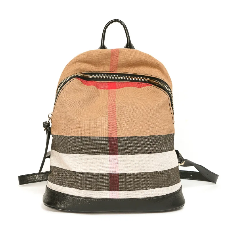 

Backpack Purse for Women 2022 New Fashionable Canvas Women's Bag Plaid Hit Color Leisure Backpack Travel Outdoor Backpacks