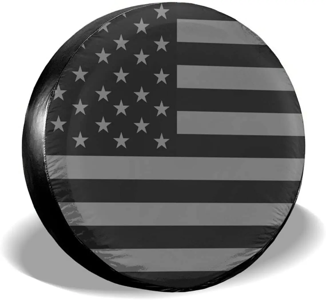 

CENSIHER Spare Wheel Tire Cover RV SUV Black & Gray American Flag Spare Tire Cover Wheel Protectors Weatherproof for Camper Trai