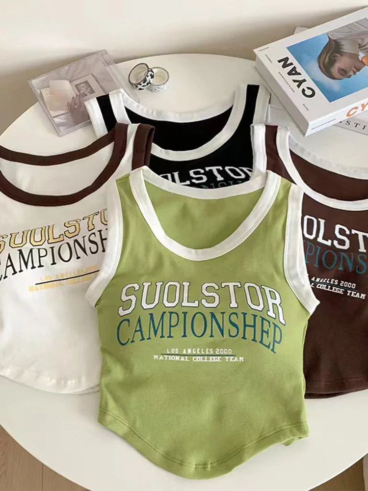 Майка женская с надписью Модный корейский бюстгальтер со встроенными цветными