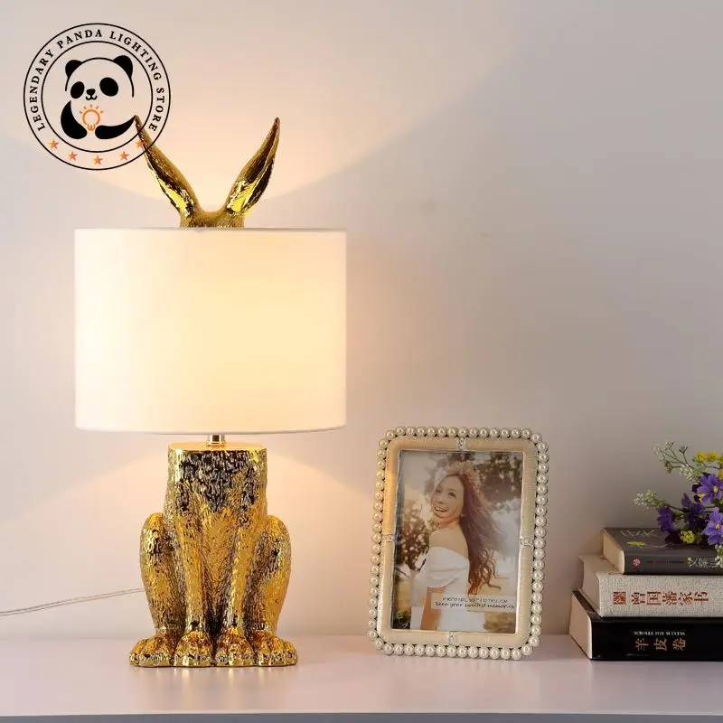 Современная простота настольная лампа креативный маскированный кролик из смолы