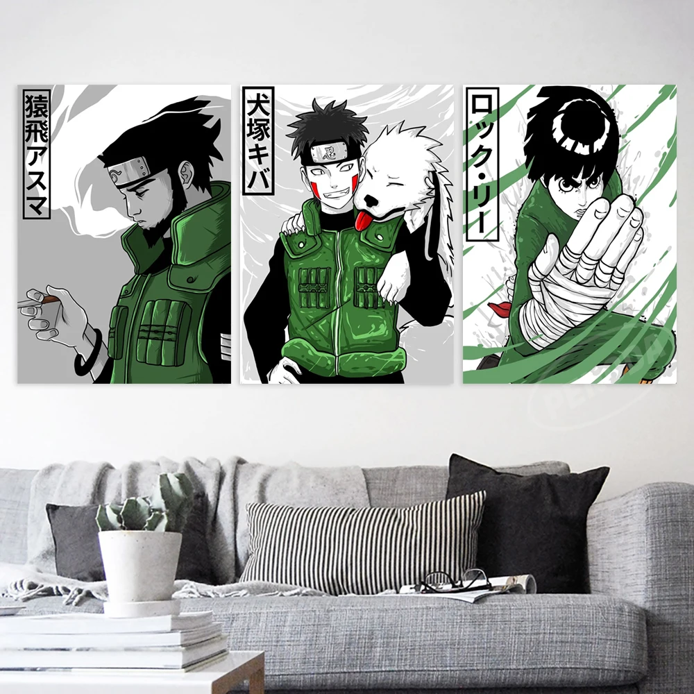 Canvas Naruto HD Prints Anime Painting Sarutobi Asuma Wall Inuzuka Kiba Art Jiraiya Poster Home Decor Pictures For Living Room