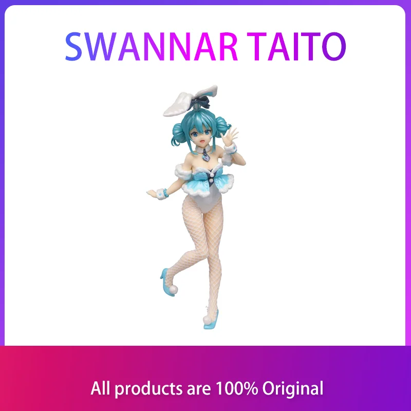

SWANNAR Original Genuine Furyu Bictute MIKU White Rabbit Pearl Lacquered Scenery Girl PVC Toys Collect Action Figure Model