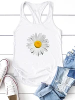 daisy printing tank top women sleeveless vesr for ladies casual round neck tee shirt femme summer 90s girl aesthetic top clothes