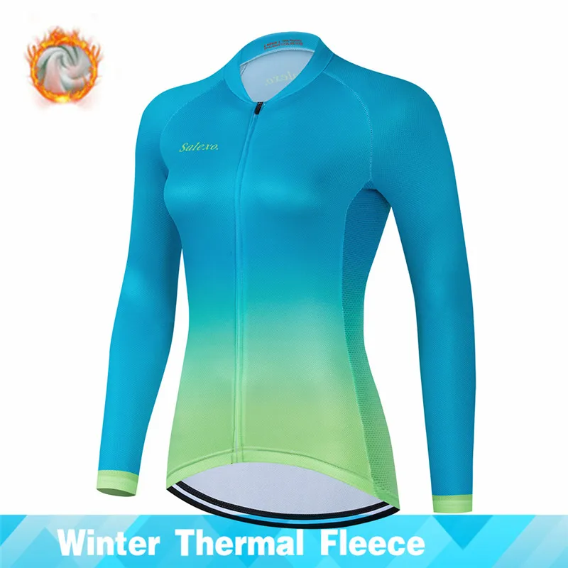 

2022 Salexo зимние велосипедные Джерси, женские с длинным рукавом, термальная флисовая одежда для горного велосипеда, одежда для горного велосип...