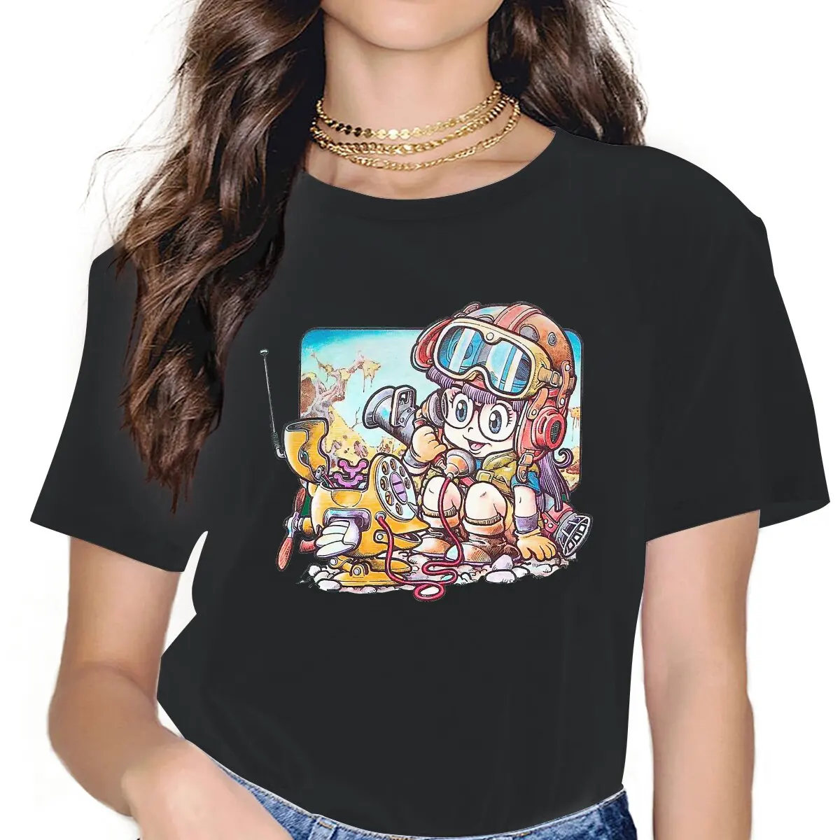 Awesome Classic T-Shirt Women Crew Neck T Shirt Dr Slump Norimaki Arare Cartoons Anime Short Sleeve Tees Printed Tops