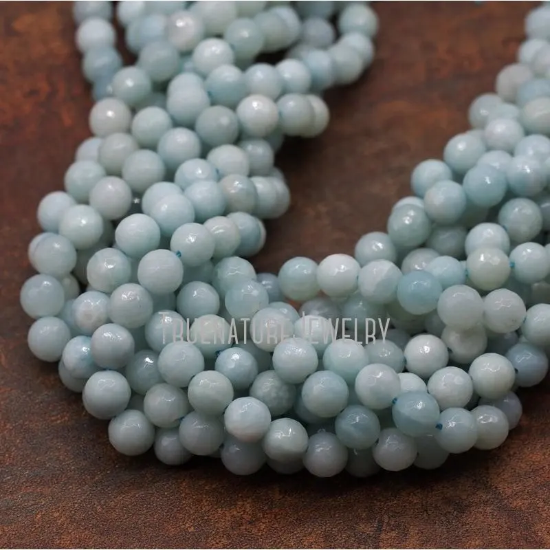 BE5633 15.5 Inches 1 Strand Faceted Round Beads Amazonite Loose Beads Amazonite Healing Stone Raw Stone Beads 4-12mm