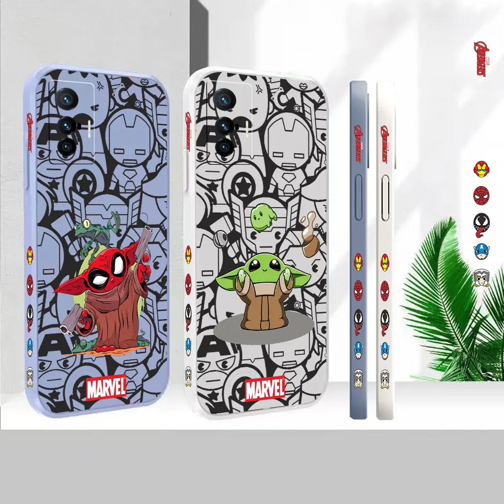 

Liquid Case For VIVO X90 X80 X70 X70T X60 X60T X50 X30 X27 X21S X21I X21IA Cover Marvel Cute Baby Yoda Cartoon Fundas Cqoue Capa