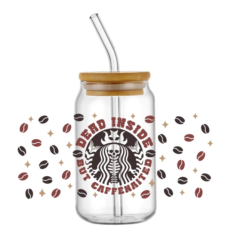 16 унций UV DTF обертки для чашек Переводные красочные кофейные наклейки