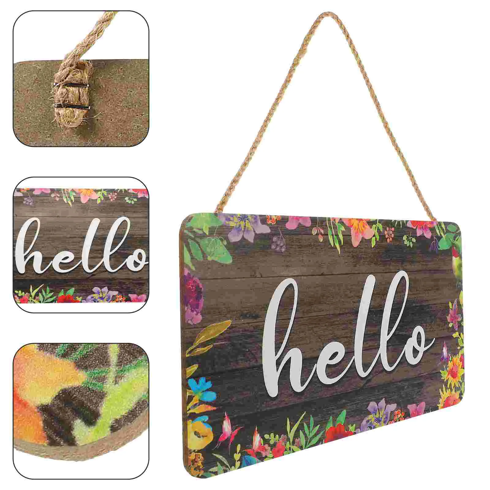 

Wooden Hello Sign Farmhouse Welcome Board Hanging Front Door Welcome Hello Sign