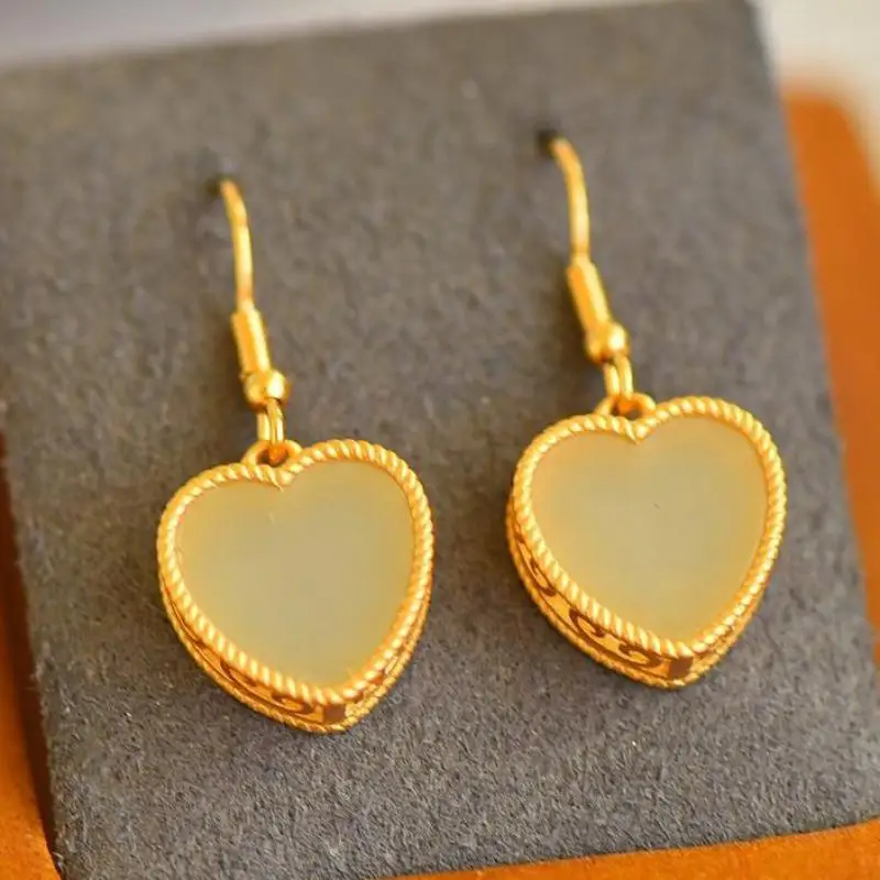 

Женские серьги-подвески из серебра 925 пробы с белым нефритом