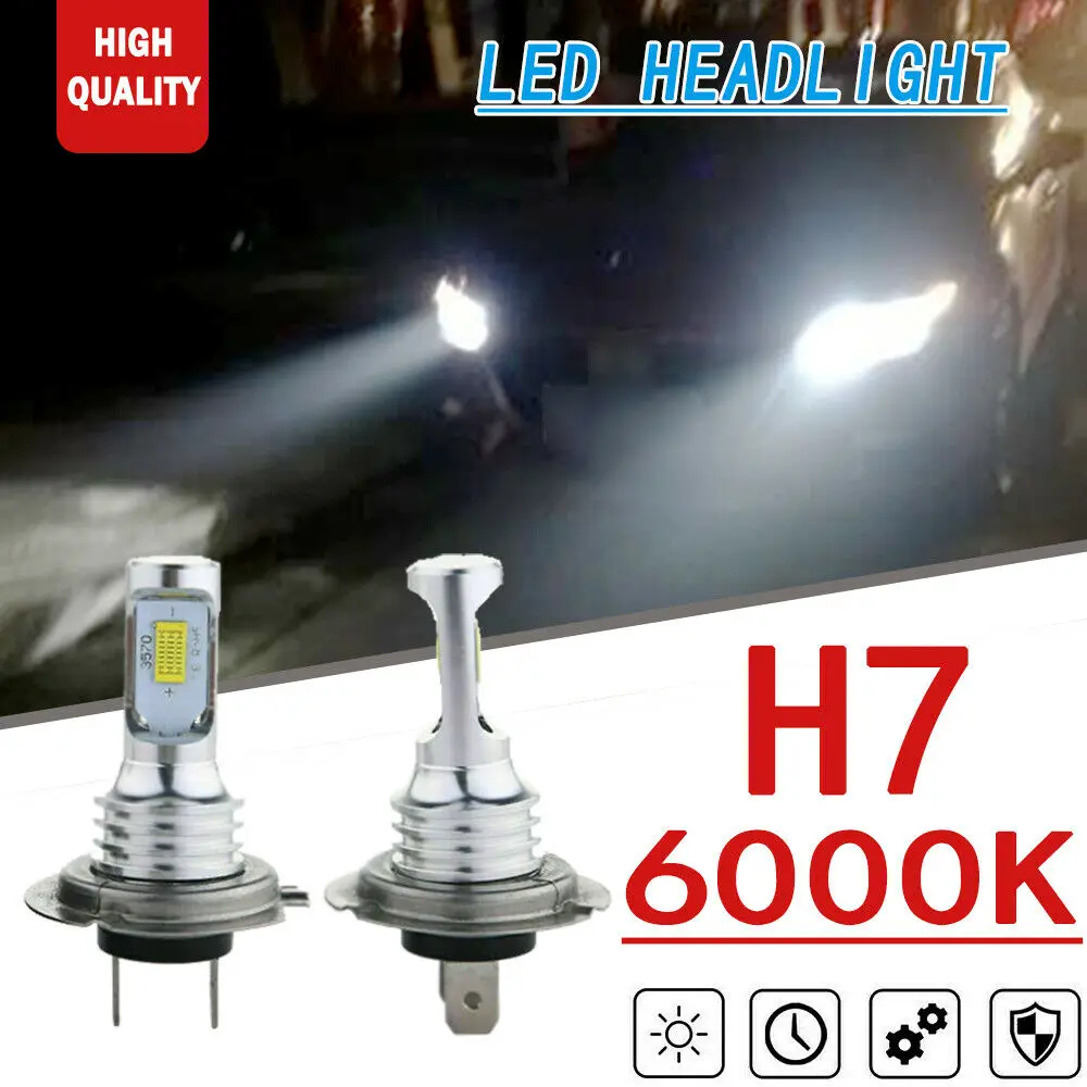 2x H7 Low Beam LED Headlights White For Mitsubishi Outlander 2016-2020 Toyota Camry CV40 2007-2008 Suzuki Grand Vitara 2006-2013