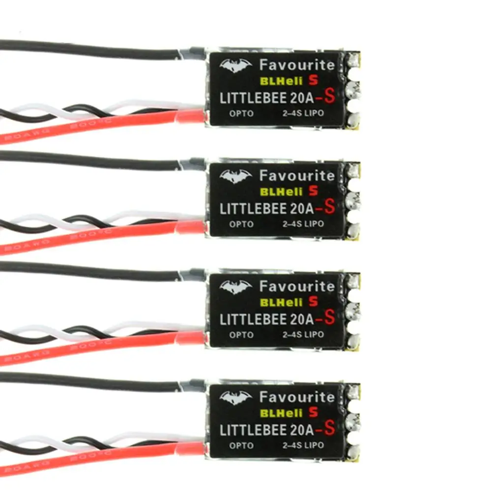 

4pcs FVT Favourite 20A Littlebee 20A-S Esc BLHeli_S OPTO 2-4S Supports Mulitshot Oneshot125 Oneshot42 Multicopter Spare Parts