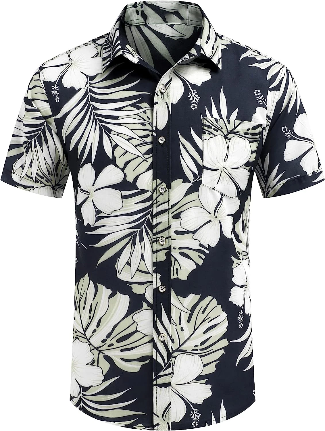 

2023 Summer Men's Hawaiian Shirt Leaf Print short sleeve casual button-down Tropical beach shirt Oversized fashion top