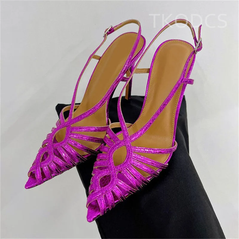 

Сандалии-гладиаторы женские на высоком каблуке, роскошные брендовые босоножки с вырезами, модельные туфли на шпильке, лето