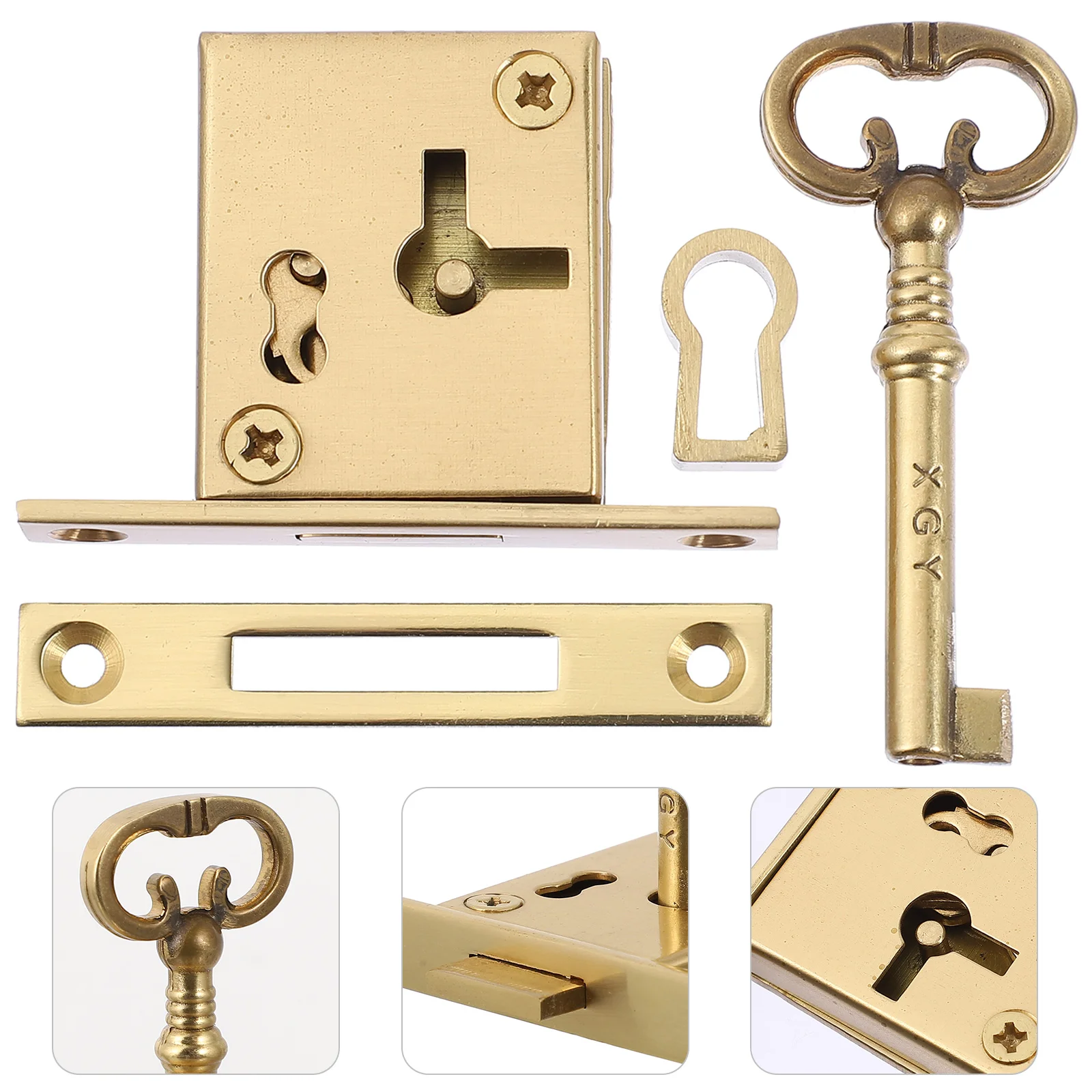 

Decorative Lock Case Box Lock Wardrobe Furniture Lock Cupboard Lock Old Lock Key Square Furniture Lock