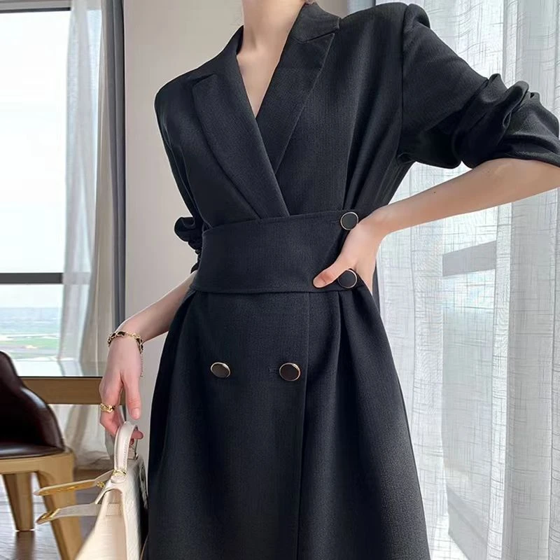 Осень-зима женские платья костюм воротник с длинным рукавом большие размеры