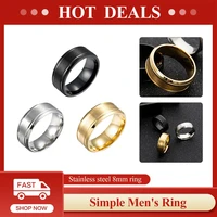 fashion mens carbon fiber ring and mens rings stainless steel 8mm wide matte double beveled jewelry ring gift