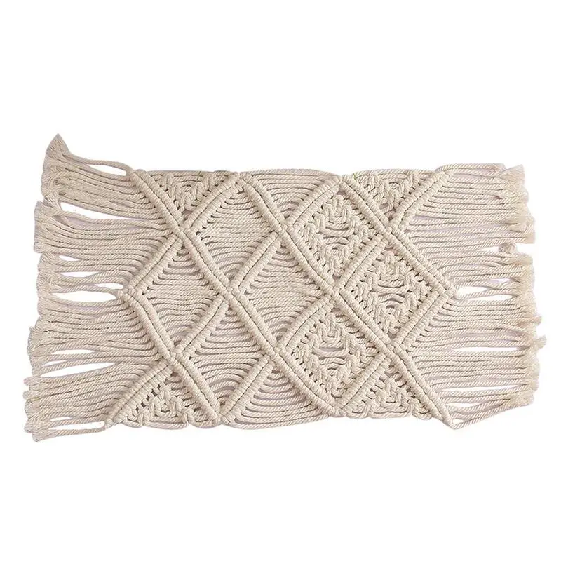

2021 Bohemian Table Runner Handmade Table Tapestry Hand-woven Macrame Table Runner With Tassels Wedding Party Home Decoration