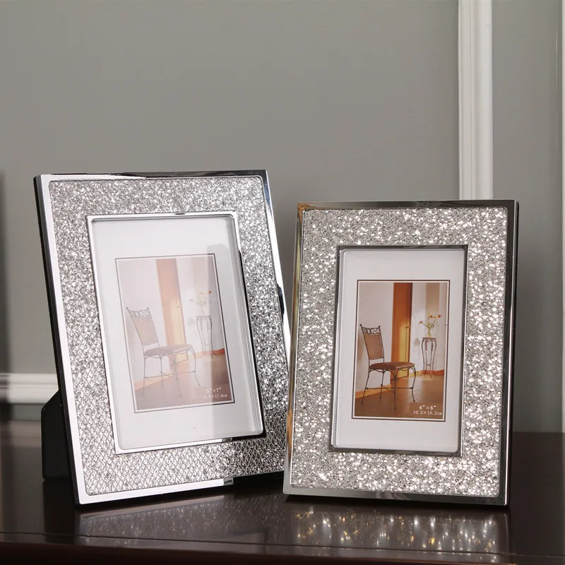 

Kids Art Photo Frame Friends Pictures Photocard Holder Luxury Silver Photo Frame Display Metal Portaretratos De Fotos Decoration