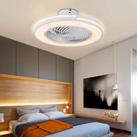 20 Inch Invisible Round Chandelier Fan Remote Control 3 Colors 3 Speeds with Hidden Blades Semi Flush Mount Low Profile Fan
