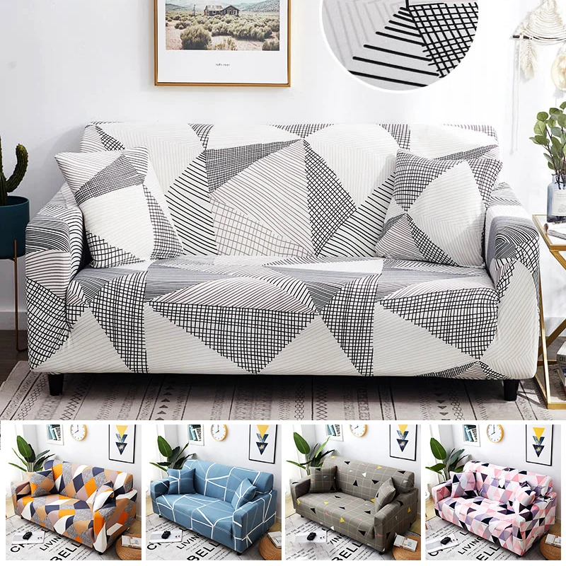 

Geometric Patterns Elastic Tight Wrap All-inclusive Sofa Cover for Living Room Spandex Couch Cover Sectional Furniture Slipcover