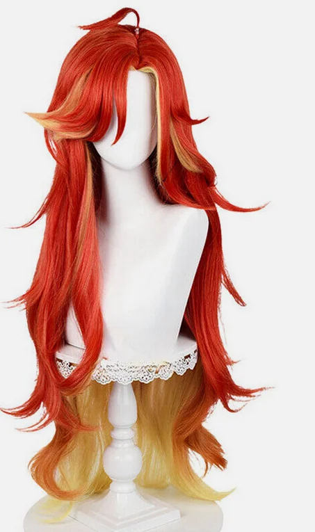 Genshin Impact Natlan Mahuika Косплей Парики 100 см Красные Смешанные Светлые Синтетические