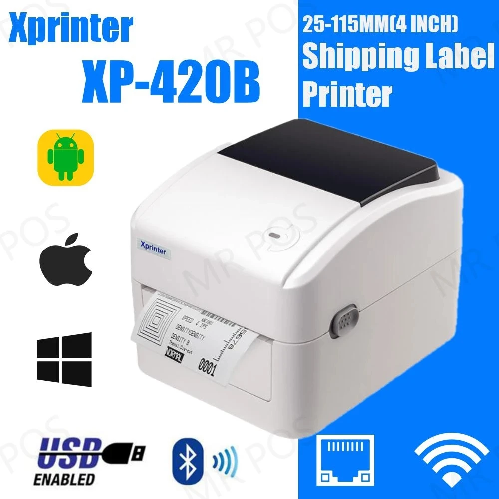 

Xprinter XP-420B 4 Inch Thermal Shipping Label Printer Width 25-115mm Barcode Printer Support QR Code Express Waybill