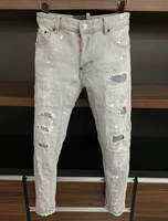 new mens dsquared2 buttons jeans ripped for male skinny pants mens denim trousers top quality slim jeans a229