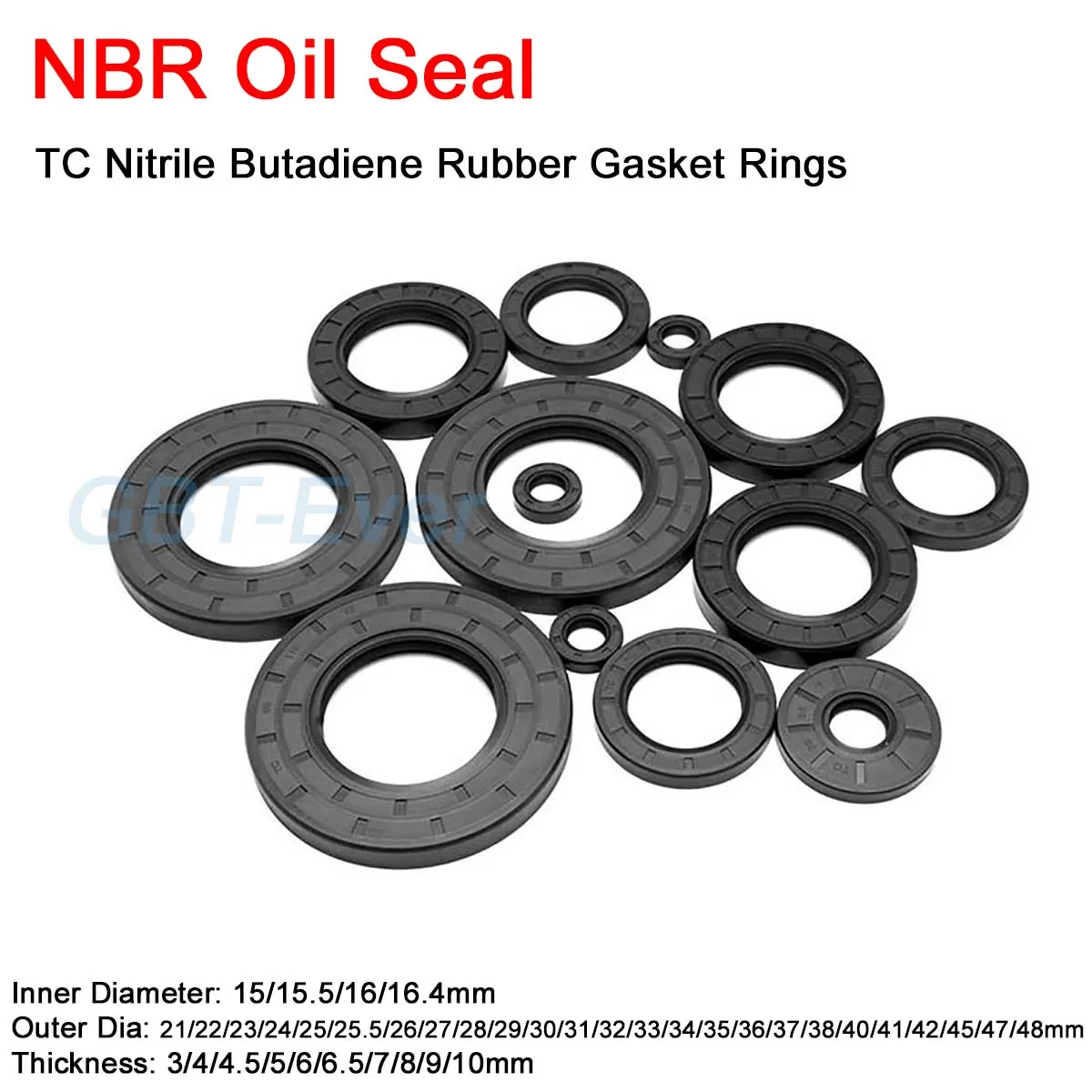 

2 шт. черные NBR сальники ID 15/15,5/16/16,4 мм OD 21-48 мм
