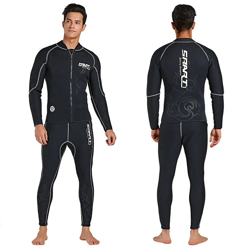 

Sbart Men's 3mm Neoprene Wetsuit Separated Jacket Pants Toweling Lining Coldproof Thermal Diving Suit for Deep Diving Snorkeling