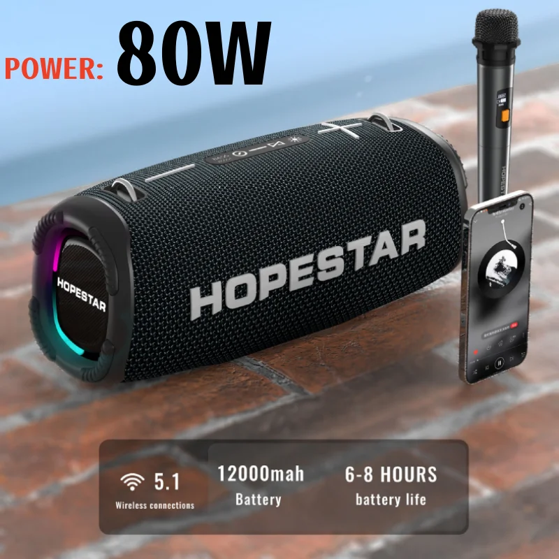 Мощный Bluetooth-Динамик HOPESTAR A6MAX 80 Вт портативный звуковой бокс уличный