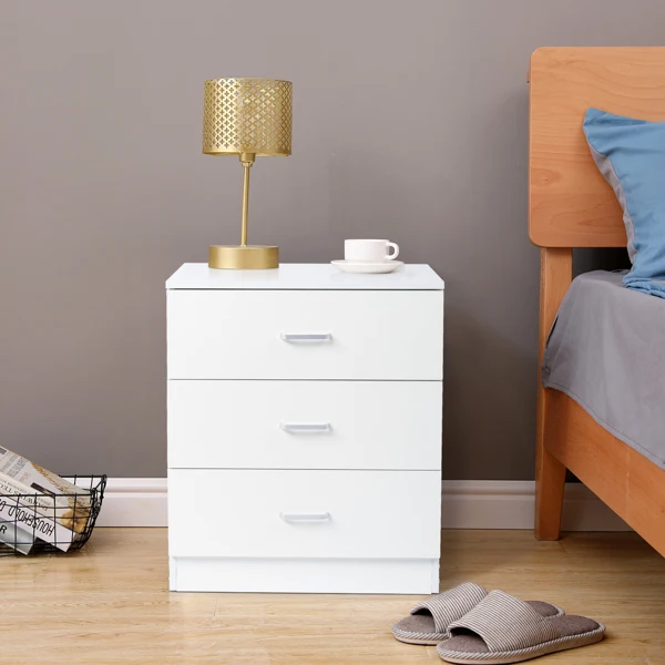 

Nordic Style Bedside Table 3-Drawers Modern Simplicity Bedside Cabinet Storage Organizer Furniture Bedroom Storage Cabinet