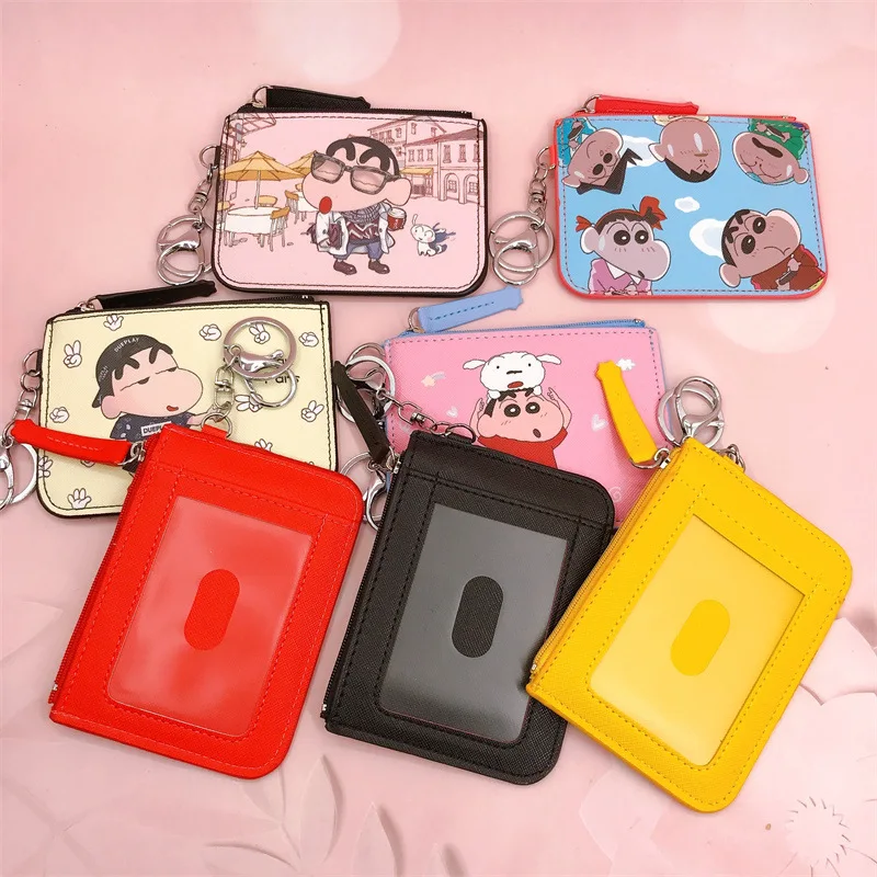 Фото Аниме Кошелек Crayon Shin-chan для женщин, мужчин, детей, держатель для банковских карт, сумка с зажимом для карт, мультяшный клатч для косплея, кошельки, подарок на день рождения №2