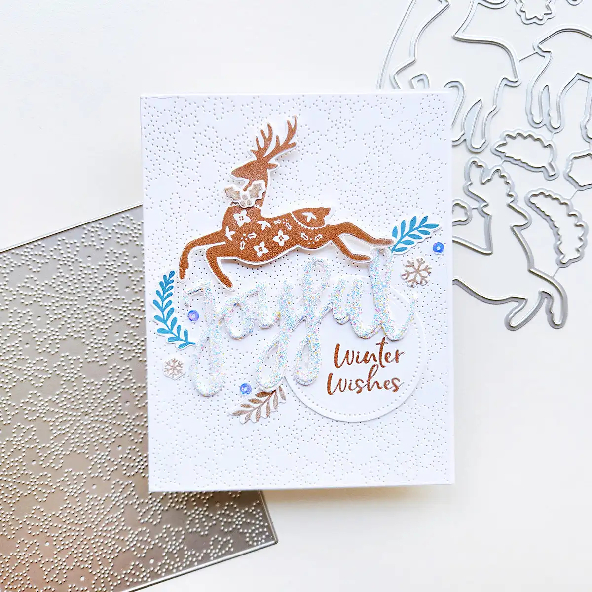 Многослойные трафареты с народной звездой Рождественский олень оловянный