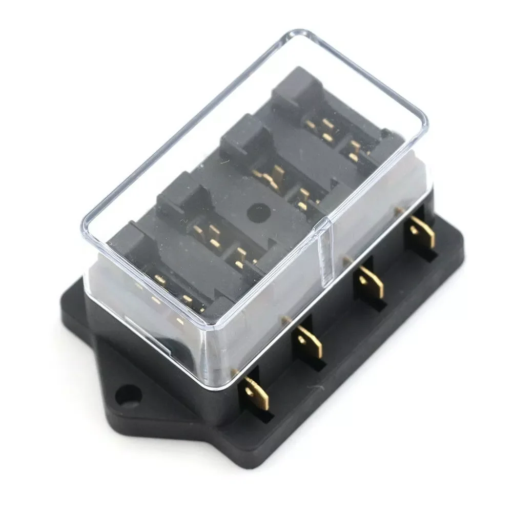 

Car Vehicle Circuit Standard ATC Car Blade Fuse Box Holder 12/24V Blade Fuse Box Block Holder Fit 4 Middle-sized Blade