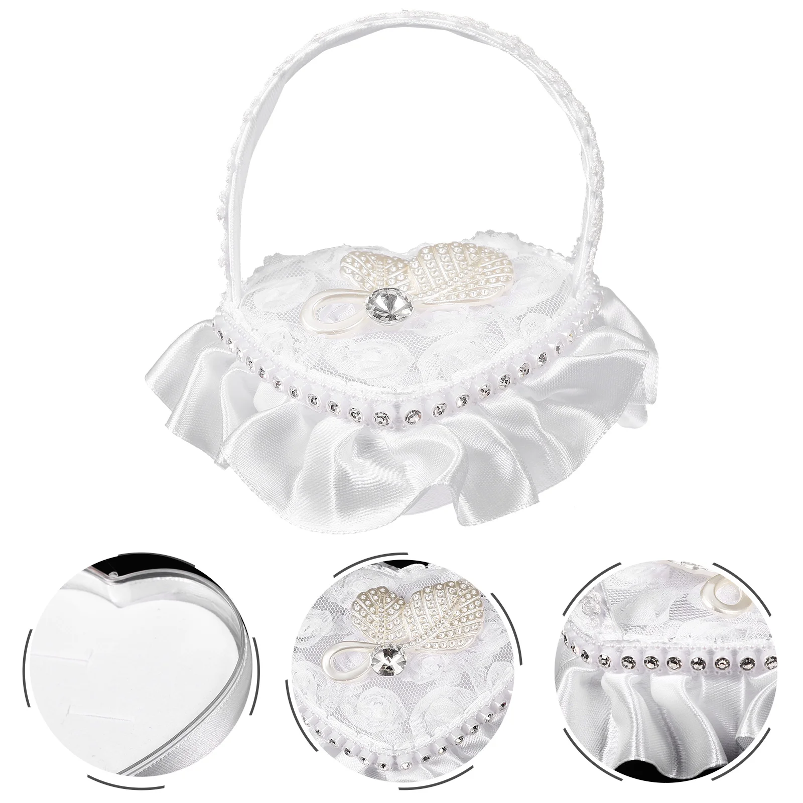 Lace Ring Pillow Wedding Supplies Boxes Decoration Rings Holder Satin Heart-shape Bride Country