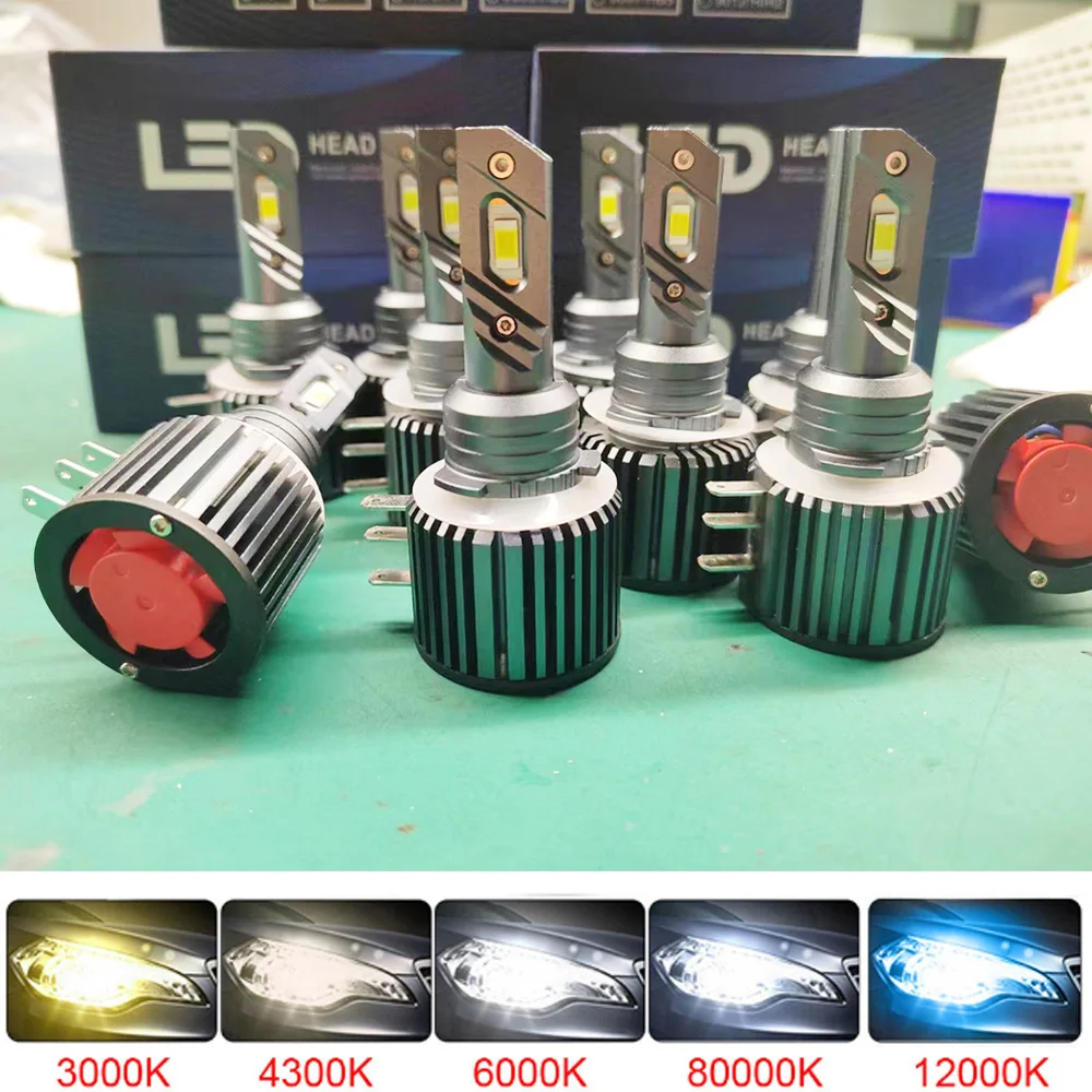 

2Pcs H15 LED Car Headlight Bulbs 30000LM 6000K White 3570 CSP Chips Canbus No Error Auto Head Lamps High Bright 80W 12V 24V