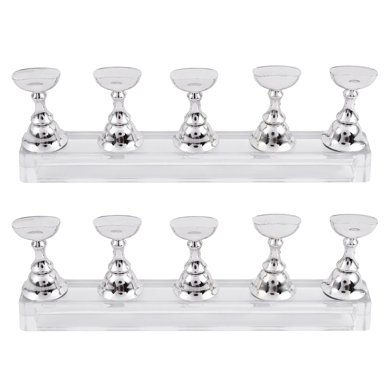 

2X Magnetic Acrylic Manicure Tools Nail Practice Hand Nail Exercises Pedestal Nail Supplies Nail Tips Display Stand