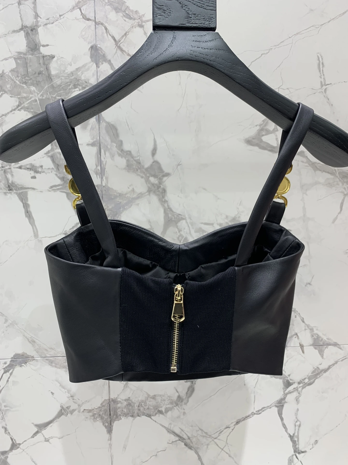 10 26 KlasonBell роскошный комплект из топа на молнии натуральной овечьей кожи с тонкими