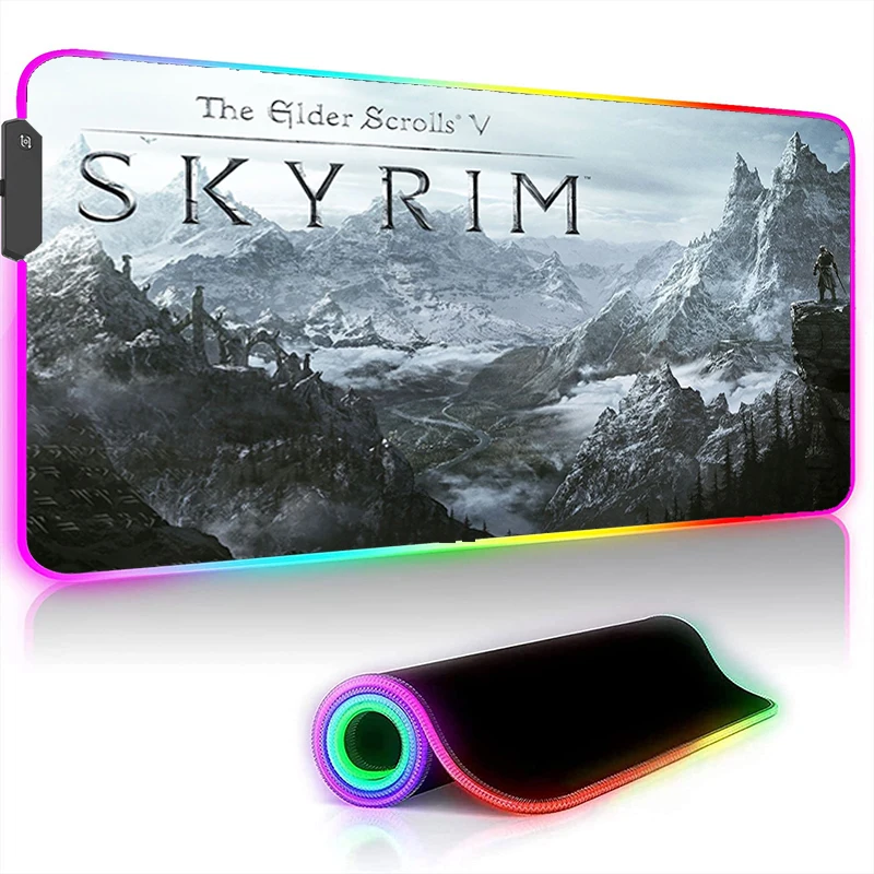

Коврик для клавиатуры, игровой коврик для мыши со светодиодсветодиодный подсветкой RGB, светящийся коврик Skyrim для ноутбука, компьютера, наст...