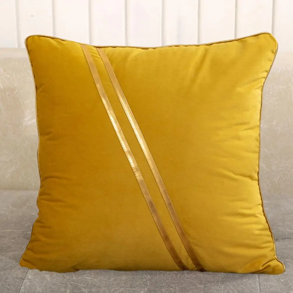 

Room Pillowcase Breathable Decorative Throw Pillow Case Golden Striped Square Shape for Room Sofa Decor Housewarming Gift Square