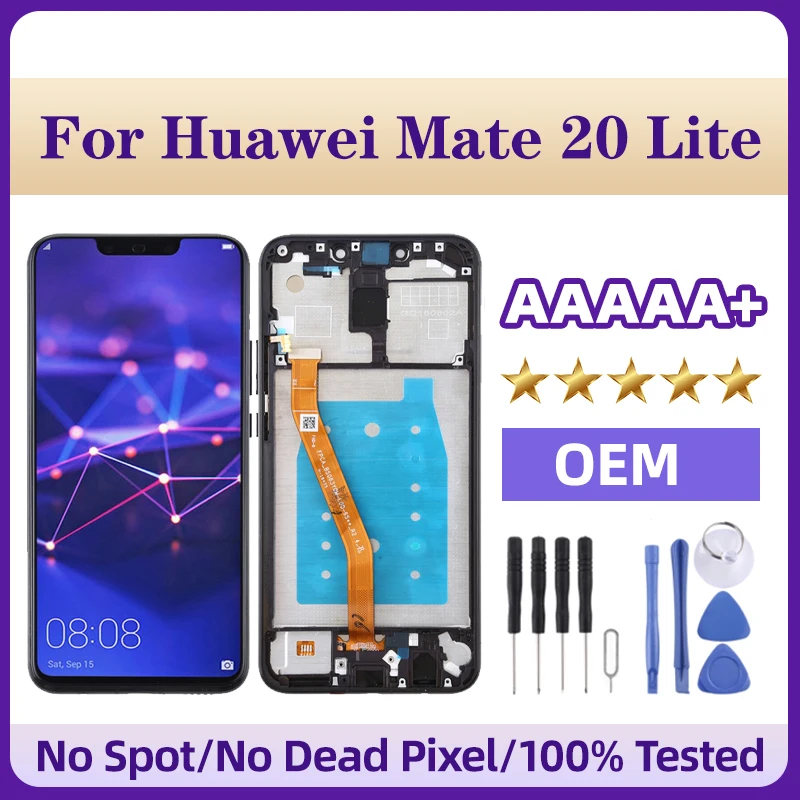 

OEM LCD Screen Digitizer Full Assembly with Frame for Huawei Mate 20 Lite LCD Display Replacement (Black)
