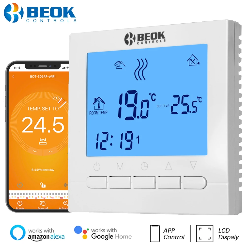 Комнатный настенный термостат BEOK с Wi-Fi/без Wi-Fi, контроллер температуры для газовых бойлеров, отопления, программируемый еженедельно